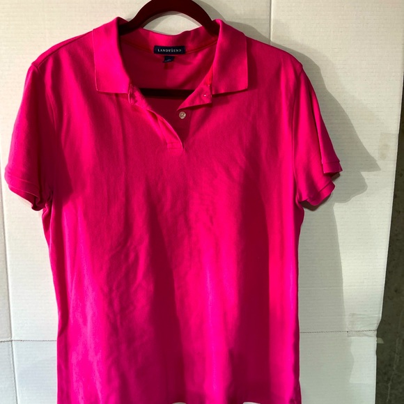 LANDS END (L) PINK SHORT SLEEVE POLO - Picture 1 of 4